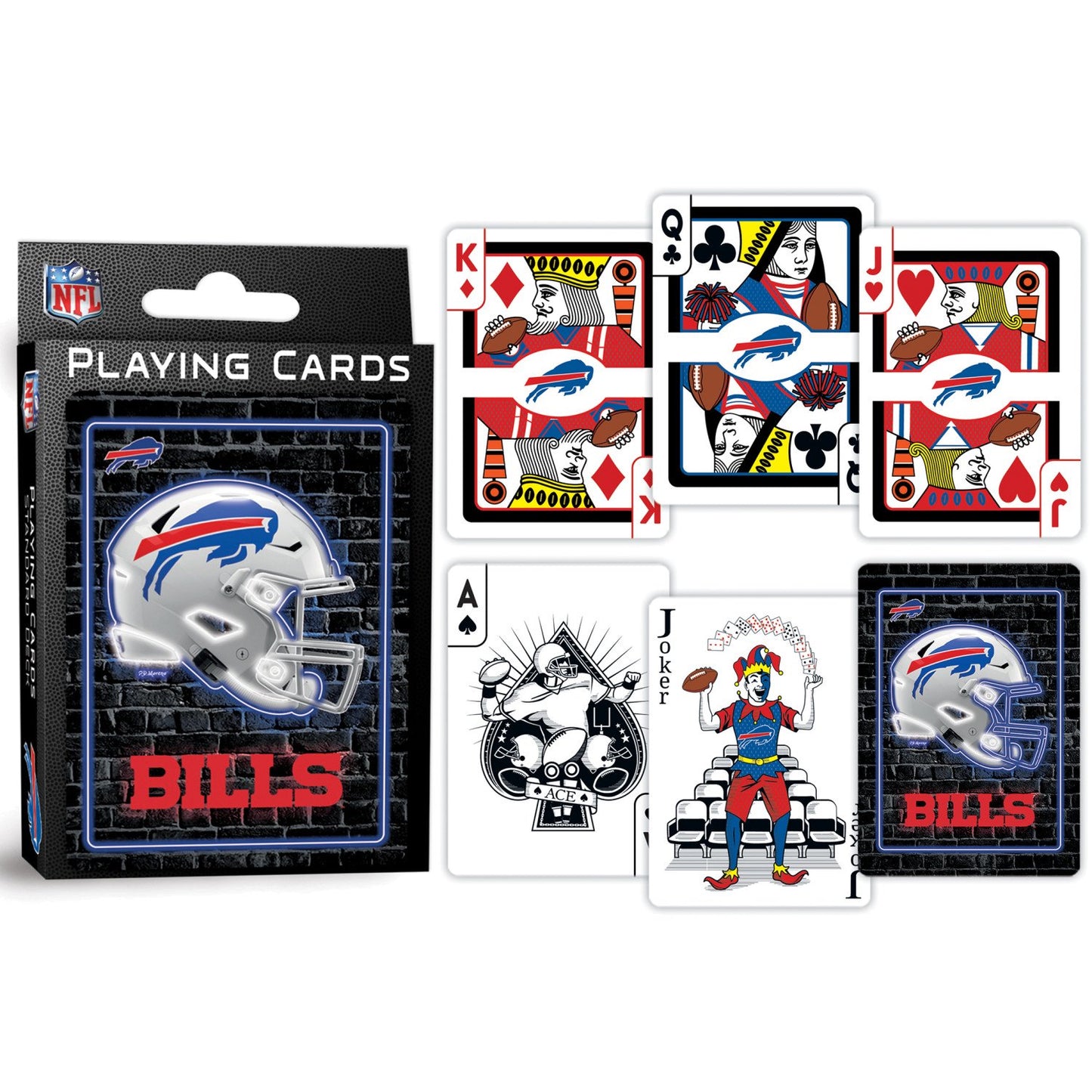 Masterpieces Officially Licensed NFL Buffalo Bills Neon-Styled Playing Cards - 54 Card Deck