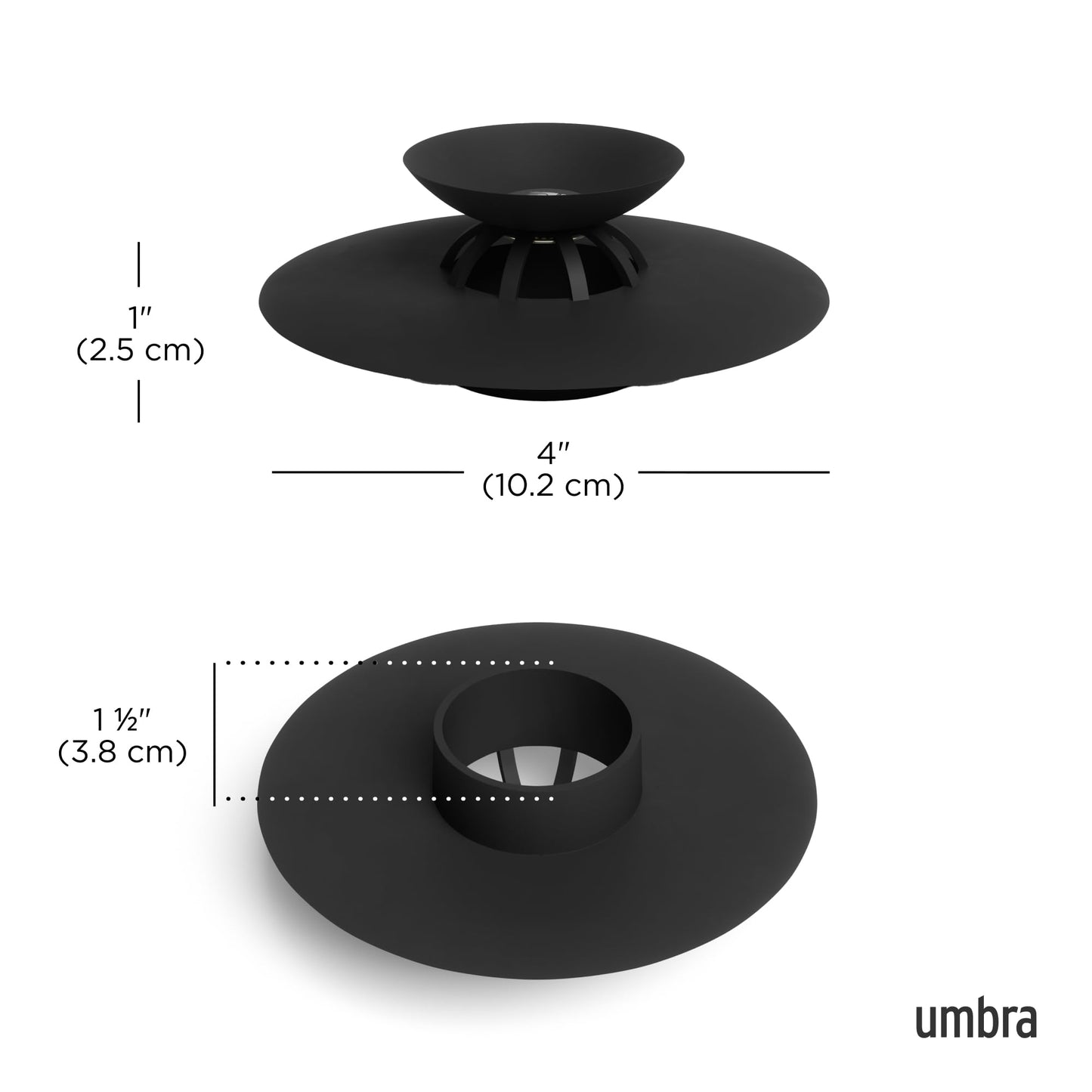 Umbra Flex Drain Stop Hair Catcher, Black