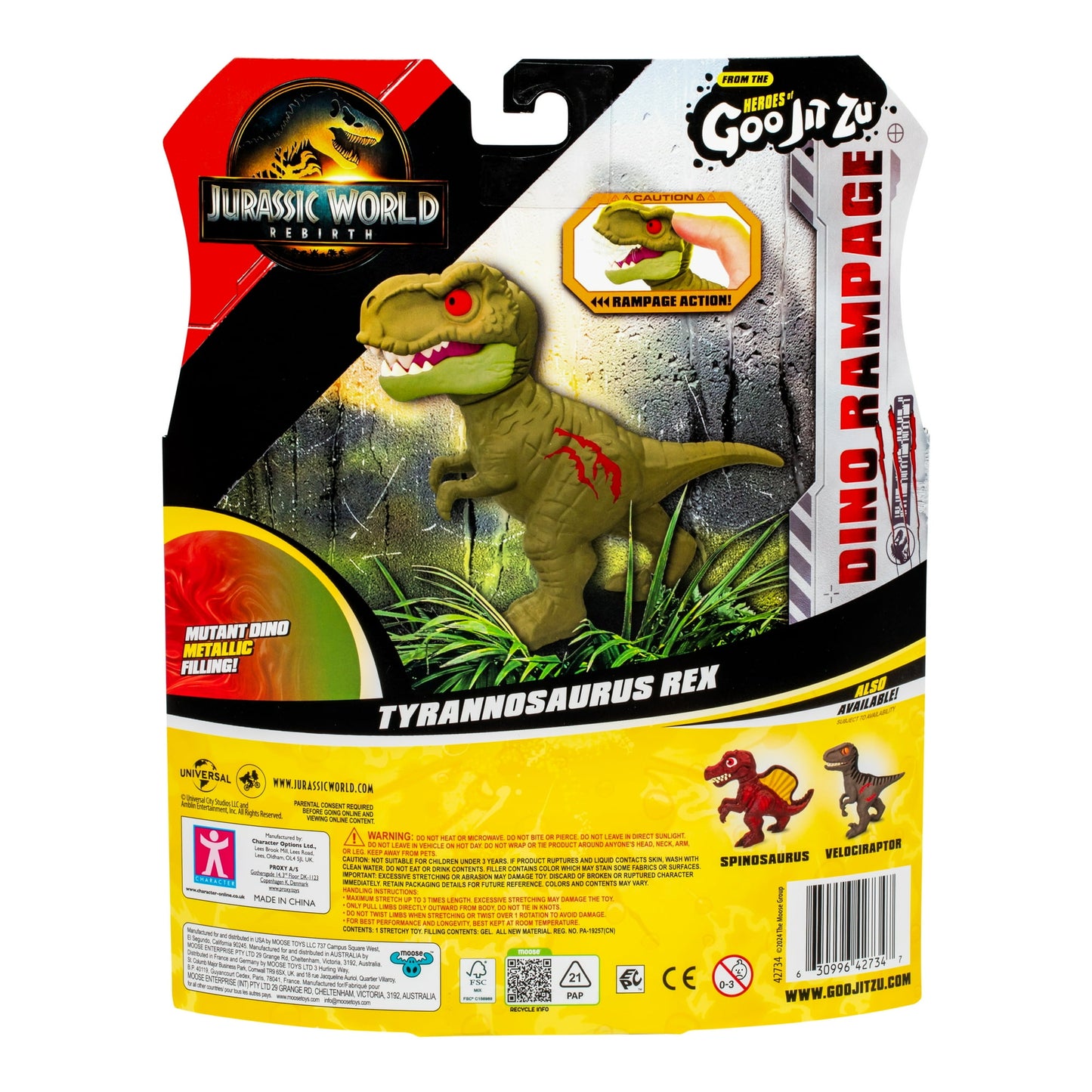 Heroes of Goo Jit Zu Jurassic World Rebirth Dino Rampage Tyrannosaurus Rex, Super Squishy and Stretchy