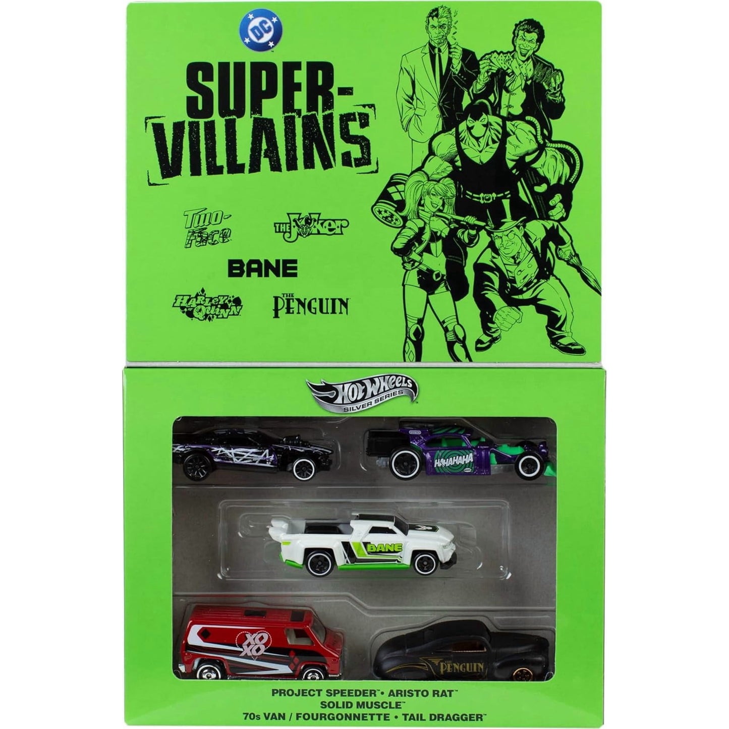 Hot Wheels Batman 5-Pack 1:64 Scale Die-Cast Silver Series Super-Villain Vehicles