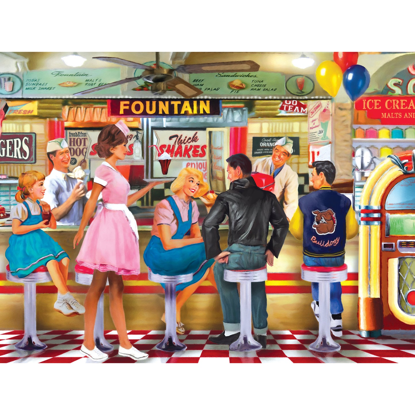 RoseArt Puzzle Collector Soda & Ice Cream Parlour Jigsaw Puzzle, 300 pieces with bonus poster