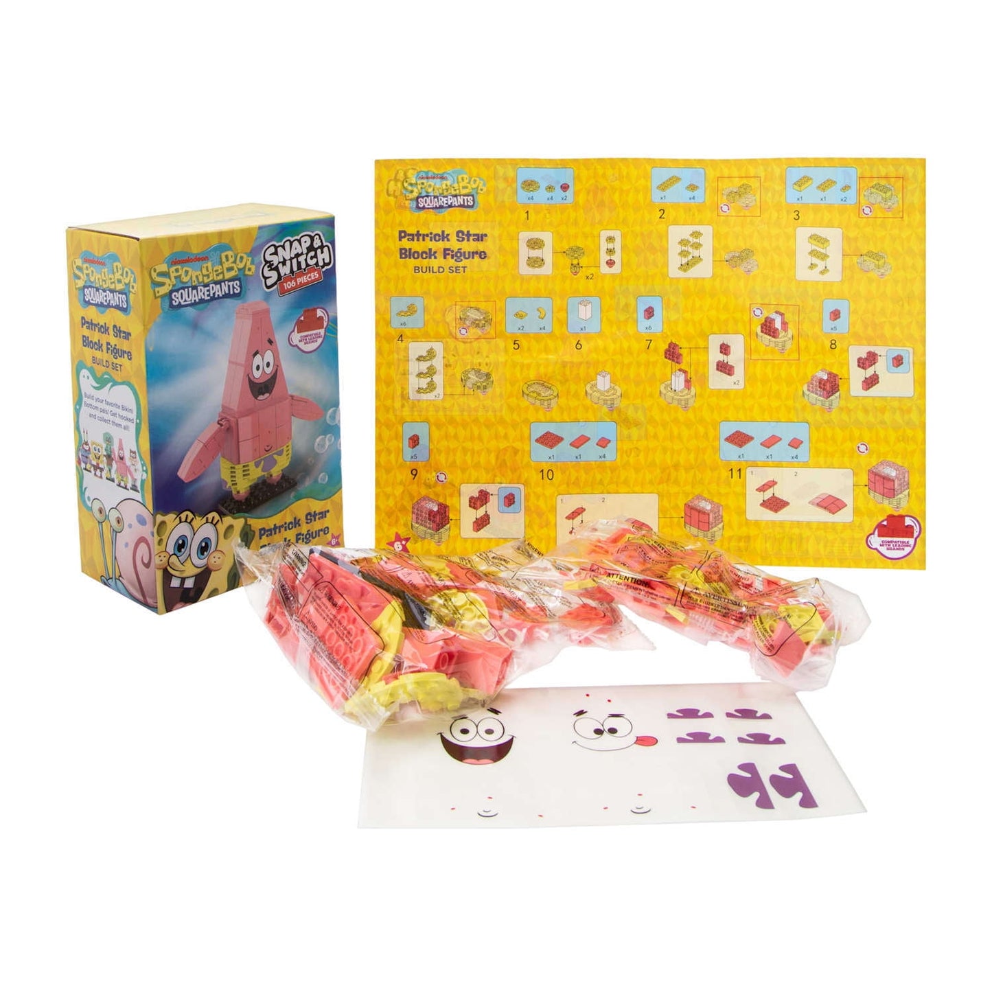 Well Played Toys SpongeBob SquarePants Snap & Switch Patrick Build Set