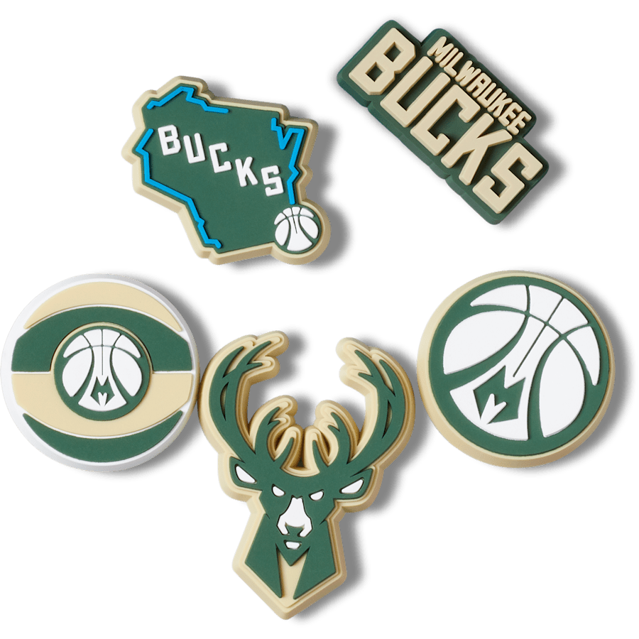Crocs Jibbitz NBA Milwaukee Bucks 5-Pack Shoe Charms | Jibbitz for Crocs