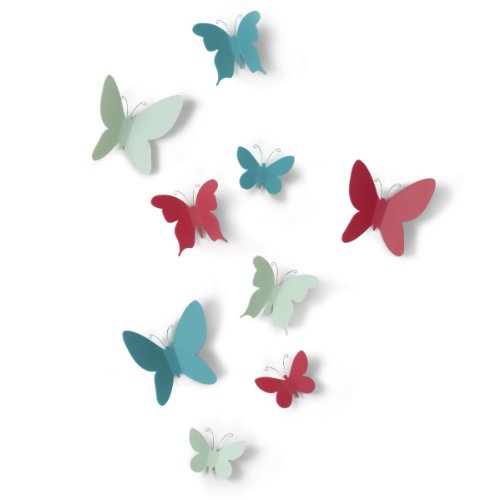 Umbra Mariposa Molded Butterfly Wall Décor, Set of 9, Multicolor