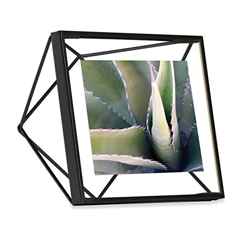 Umbra Prisma Picture Frame, 4x4 Photo Display for Desk or Wall, Black