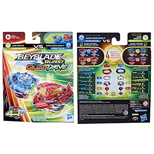 BEYBLADE Burst QuadDrive Salvage Valtryek Rashad V7 and Gilded Nemesis N7 Spinning Top Dual Pack