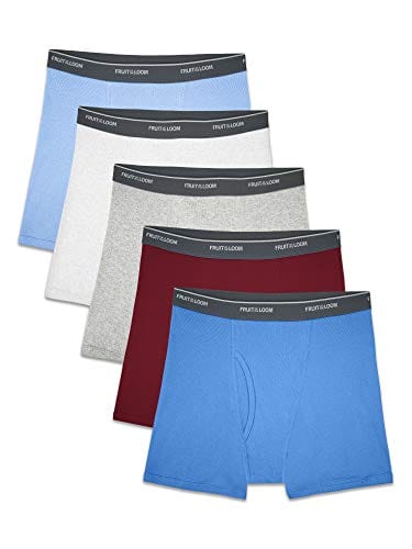 Apparel Traditional Fly - 5 Pack - Solids / Medium Fruit of the Loom Boys' 5 Pack Assorted Print Boxer Briefs 076031385591