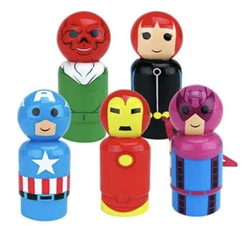 Marvel Pin Mates Bundle: Iron Man, Captain America, Black Widow, Hawkeye, Red Skull